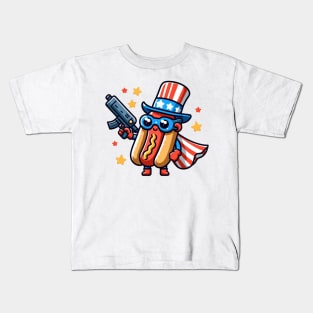 A Whimsical Tribute to American Culture in Cartoon Style Kids T-Shirt